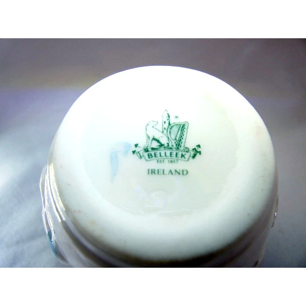 2 BELEEK Nursery Baptism Christening Cups Porcelain w Gold Ireland Bunny Twins